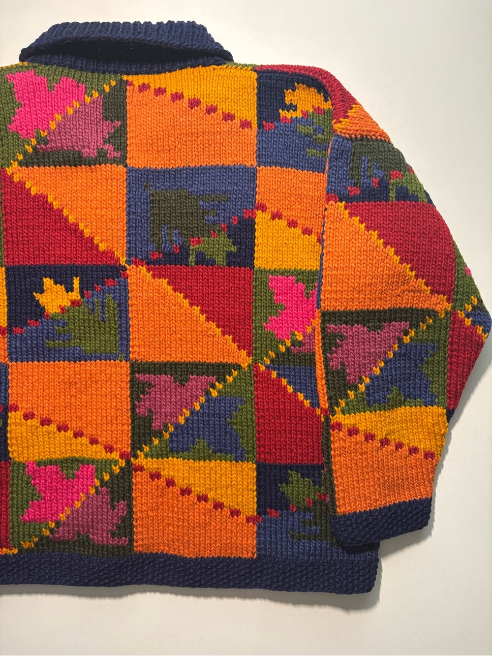 Las Americas 100 percent wool hand knitted sweater vibrant coloured 90s vintage - Picture 7 of 14